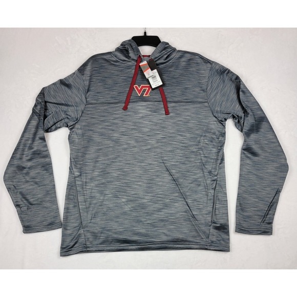 NWT‎ Virginia Tech Hokies Hoodie Storm Gray Heather Pockets Drawstring Medium - Picture 1 of 13